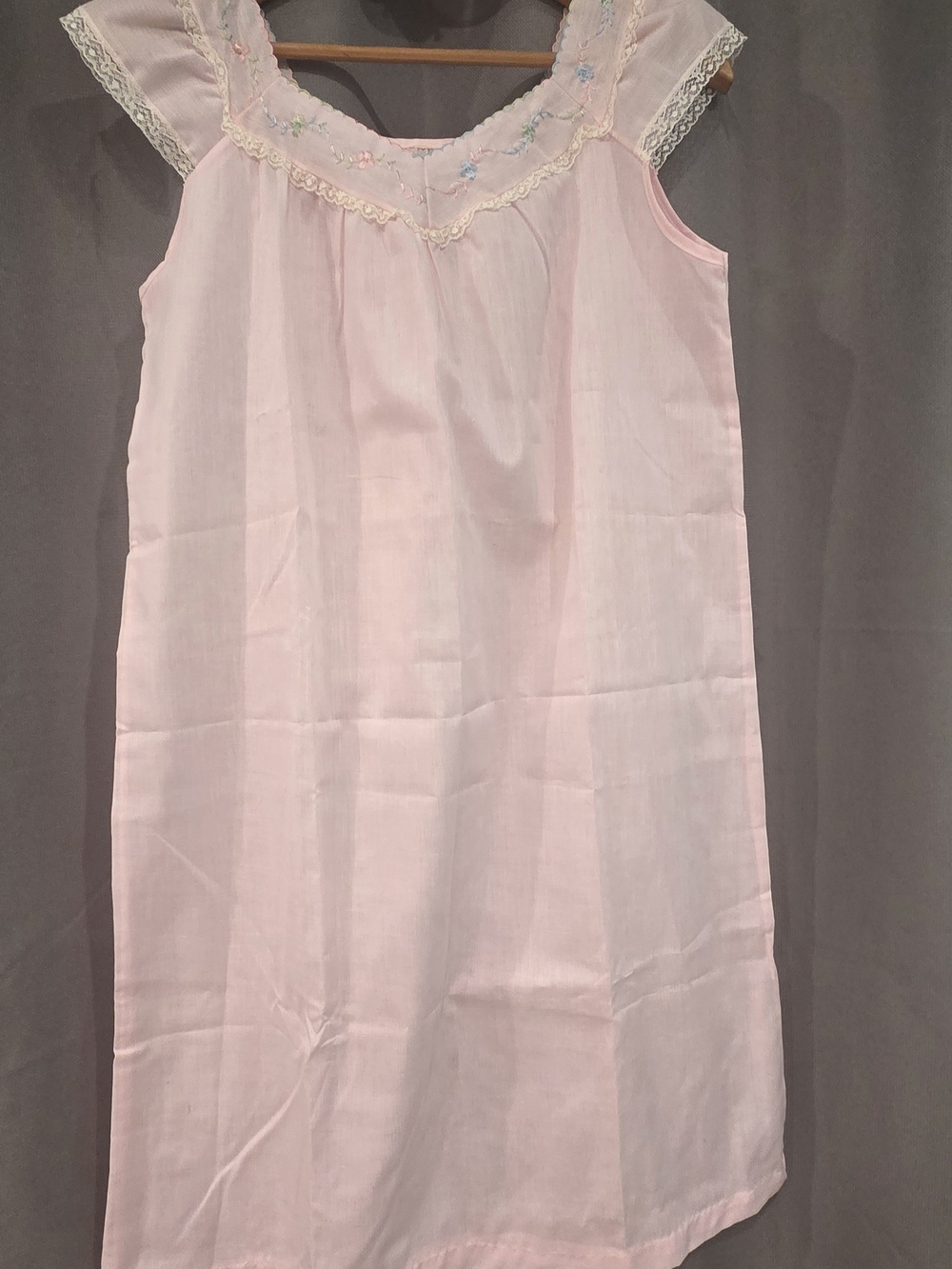 Vintage Pink Lace-Trim Nightgown